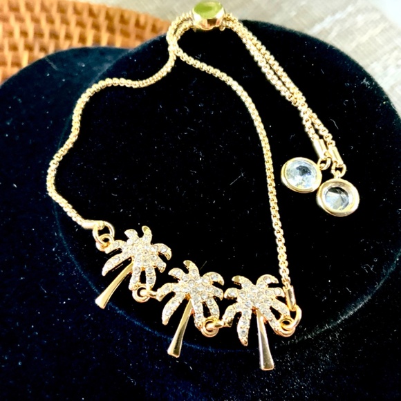 Lilly Pulitzer NWT Sparkling PALM TREE BRACELET ⭐️GOLD CHAIN /CRYSTAL - Picture 9 of 10